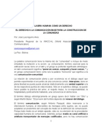 El Derecho A La Comunicacion Base para La Construccion de Comunidad