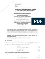 Numerical Solutions For A Generalized Ito System by Using Adomian Decomposition Method