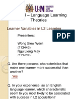 HXE229 - Language Learning Theories: Learner Variables in L2 Learning