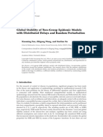 Research Article: Global Stability of Two-Group Epidemic Models With Distributed Delays and Random Perturbation