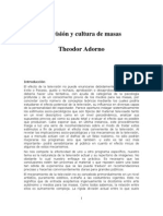 Adorno Theodor - Television Y Cultura de Masas