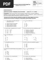 EVALUACIÓN Fracciones Quintos