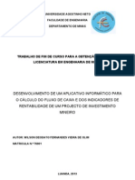 Desenvolvimento de Um Aplicativo Informatico para o Calculo Dos Fluxos de Caixa e Dos Indicadores de Rentabilidade de Um Projecto de Investimento Mineiro