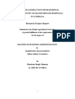 Customer Satisfaction From Hospital Services - A Study of Major Private Hospitals of Ludhiana