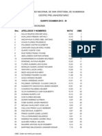 Resultado Quinto Examen Por Escuelas Huamanga Huanta 2013-III