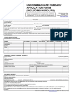 Undergraduate Bursary Application Form (Including Honours) : Please Complete This Form Using BLOCK LETTERS