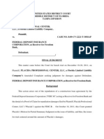 Win - Placida Professional Center LLC Vs Fdic Case No 8-09-Cv-2221-T-30map