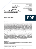 Public Communication of Science in Blogs - Recontextualizing Scientific Discourse For A Diversified Audience