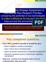 Results from the Strategic Assessment of International Rice Research Priorities: comparing the potential of rice technologies to make a difference for the poor, the food insecure and the environment in Asia