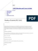 Madhya Pradesh PET 2012 Entrance Exam Dates Application Forms Eligibility Syllabus Admission Test Papers Results