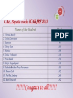 Cae Bapatla Icar Jrf-2013 Ranks