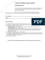 Sample Food Safety Audit Checklist