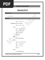Unit# 5 Factorization Exercise # 5.4