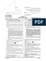 Psychology D 0 4 0 4: Test Booklet No. Time: 1 Hours) (Maximum Marks: 100 Instructions For The Candidates