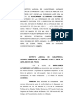 Auto Admisorio de Demanda de Divorcio Necesario.