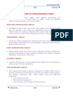 General Notes On Instrumentation Cable: Non-Fire Propagating Cables