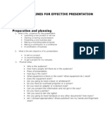 Guidelines For Effective Presentation: Experienced