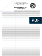 Brigada Eskwela 2013: Attendance Sheet