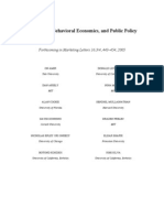 Psychology, Behavioral Economics, and Public Policy