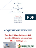 A Presentation On Recent Example of Joint Venture and Acquisition