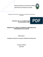 Informe Investigación Renta Del Suelo, Tenencia de La Tierra y Seguridad Alimentaria, Olancho, Honduras