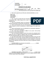 Affidavit of Loss LTO Format