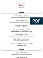 SASSO Bar Lunch Menu