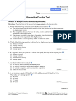 Kinematics Practice Test: Section A. Multiple Choice Questions (10 Marks)