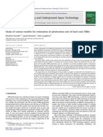 Study of Various Models For Estimation of Penetration Rate of Hard Rock TBMs