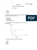 Physics Y10 Term 2 Exam Paper1