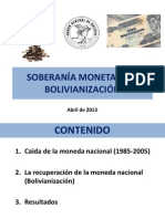 Soberanía Monetaria y Bolivianizacion