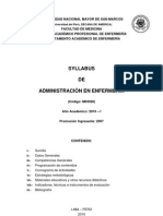 Medicina - Unmsm.edu - Pe Eap Enfermeria Sillabus 2010 M03026 Administracion Enfermeria PDF