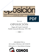 OPOSICIÓN, Órgano Del Comité Central Del Partido Comunista Mexicano, 1974-1981