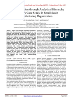 Supplier Selection Through Analytical Hierarchy Process: A Case Study in Small Scale Manufacturing Organization