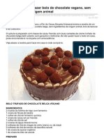 Doaria Ensina A Fazer Bolo de Chocolate Vegano Sem Ingredientes de Origem Animal