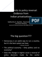 Testing Limits To Policy Reversal: Evidence From Indian Privatizations