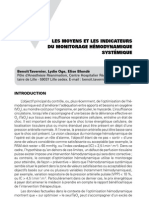 Les Moyens Et Les Indicateurs Du Monitorage Hémodynamique Systémique