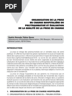 Organisation de La Prise en Charge Hospitalière Du Polytraumatisé Et Évaluation de La Qualité de La Prise en Charge