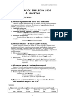 Verbos Indicativo - Tiempos, Usos y Ejercicios PDF