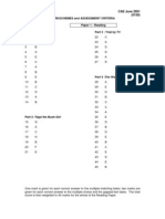 Markschemes and Assessment Criteria Paper 1: Reading Part 1: CD Reviews Part 3: Trial by TV