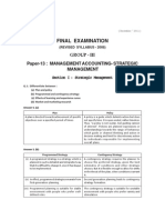 Final Examination: Group - Iii Paper-13: Management Accounting-Strategic Management