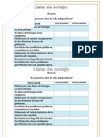 Lista de Cotejo Historia