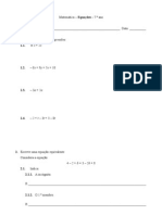 Equações - Matemática - 7.º Ano