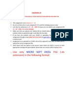 Use Only FILE (.Xls Extension) in The Following Format:: Micro Soft Excel