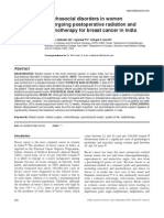 Psychosocial Disorders in Women Undergoing Postoperative Radiation and Chemotherapy For Breast Cancer in India