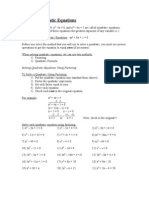 Solving Quadratic Equations