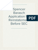 Spencer Barasch Application For Reinstatement Before SEC