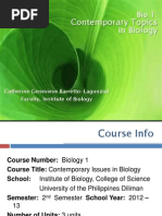 Contemporary Topics in Biology: Catherine Genevieve Barretto-Lagunzad Faculty, Institute of Biology