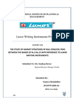 THE STUDY OF MARKET STRATEGIES OF BALL PENS/GEL PENS BETWEEN THE RANGE OF Rs.3-Rs.15 WITH REFERENCE TO LUXOR WRITING INSTRUMENTS.