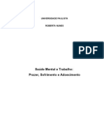 Saúde Mental e Trabalho: Prazer, Sofrer e Adoecimento